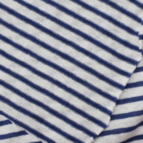 Navy Horizontal-Stripe Rib Knit, Poly-Cotton, 112 gsm