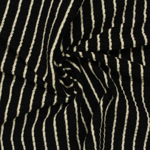 White Vertical-Stripe Rib Knit, Viscose