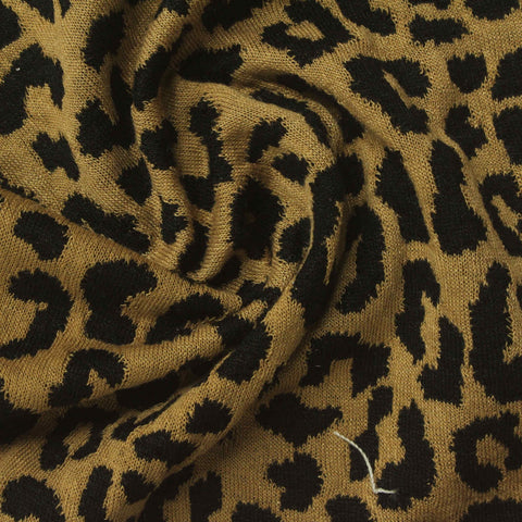 Black Leopard Interlock Knit, Poly-Viscose