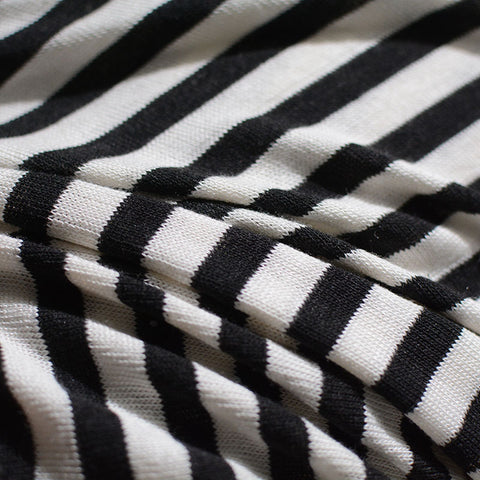 Black Horizontal-Stripe Chunky Knit, Poly-Viscose, 170 gsm, 160 cm, ref EF-3274