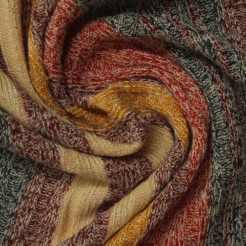 Beige Vertical-Stripe Knit, Viscose-Poly