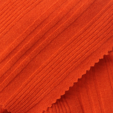 Polyester Viscose Stretch Rib Knit Fabric, 285 gsm, 135 cm — Orange