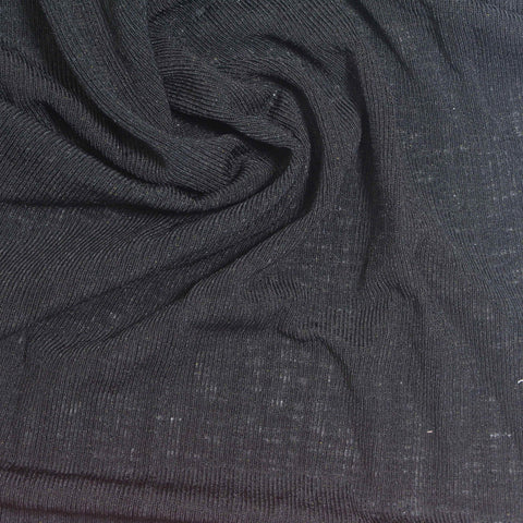 Dark Grey Marl Rib Knit, Polyester, 200 gsm, 156 cm