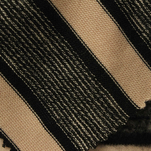 Beige Horizontal-Stripe Chunky Knit, Poly-Viscose, 215 gsm
