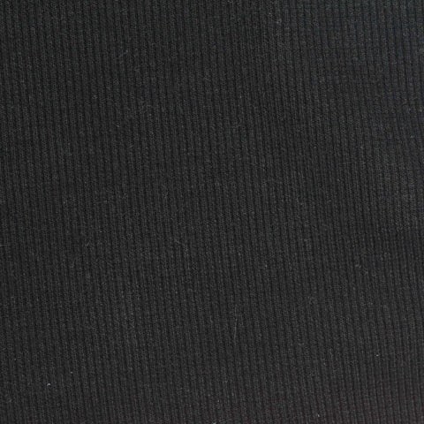Cotton Polyester Stretch Rib Knit Fabric, 350 gsm — Black