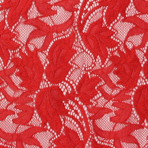 Red Floral Lace, Nylon, 124 gsm