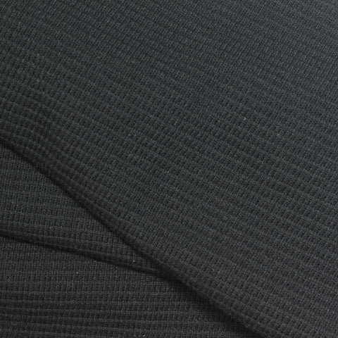 Black Grid Waffle Knit, Poly-Cotton