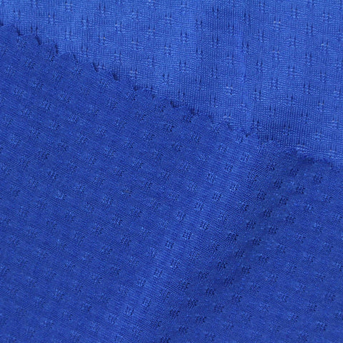Royal Blue Geometric-Grid Pointelle Knit, Polyester