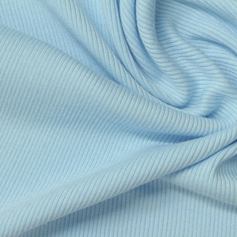 Light Blue Ribbed Rib Knit, Modal-Tencel Lyocell