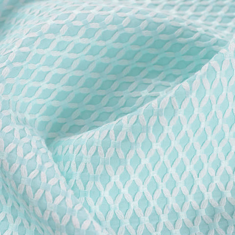 White Geometric Jacquard, Poly-Cotton, 212 gsm