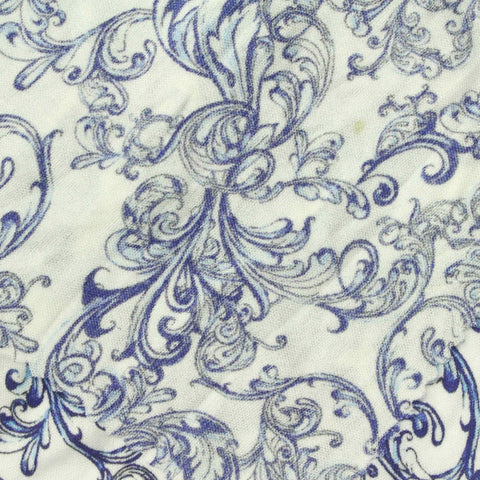 Blue Abstract-Scroll Knit, Silk