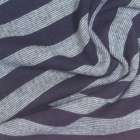 Striped 100% Cotton Knit Denim Fabric, 260 gsm, 170 cm — Navy