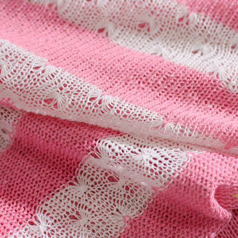 Polyester Cotton Blend Stretch Chunky Knit Fabric, 260 gsm, 160 cm — Pink