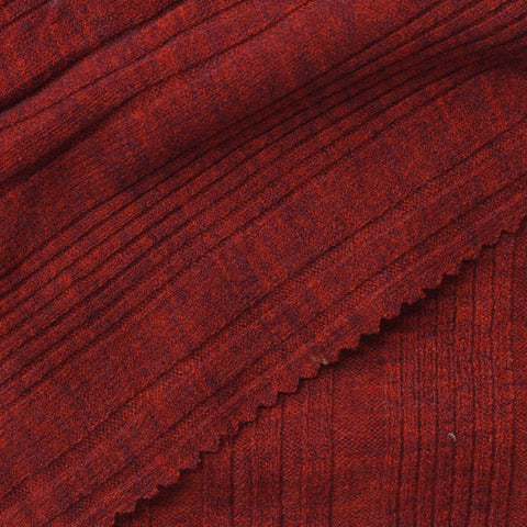 Red Marl Rib Knit, Polyester, 402 gsm