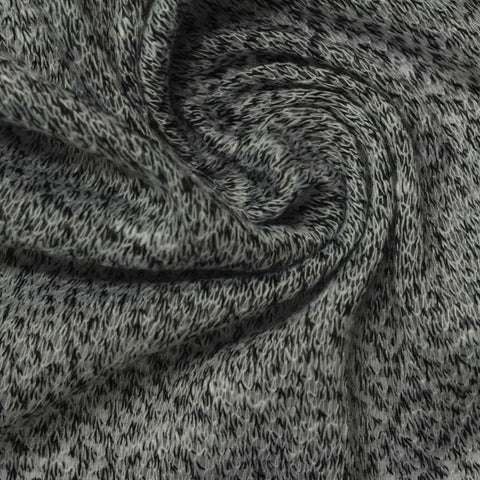 Black Marl Jersey Knit, Poly-Viscose, 120 gsm, 164 cm