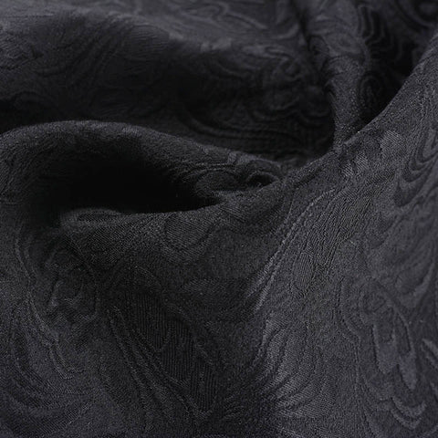 Black Tone-on-Tone Floral Jacquard, Cotton-Poly