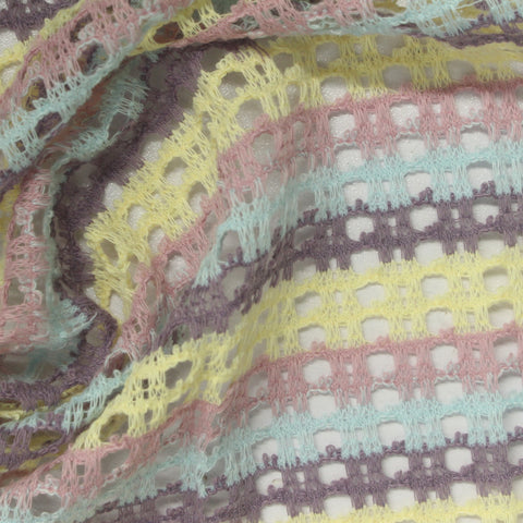 Pastel Yellow Horizontal-Stripe Chunky Knit, Polyester