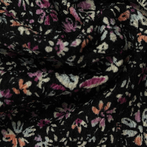 Cream Floral Warp Knit, Polyester