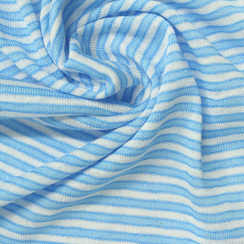Light Blue Horizontal-Stripe Knit, Viscose-Poly