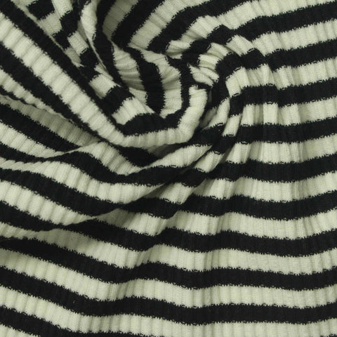 Black Stripes Rib Knit, Cotton