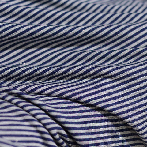 Navy Horizontal-Stripe Knit, Viscose, 220 gsm