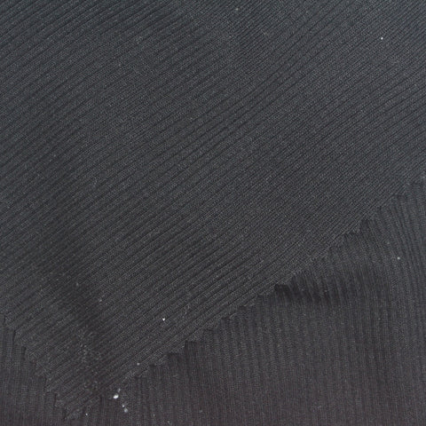 Black Ribbed Rib Knit, Poly-Viscose