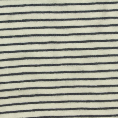 Dark Grey Horizontal-Stripe Rib Knit, Cotton, 240 gsm