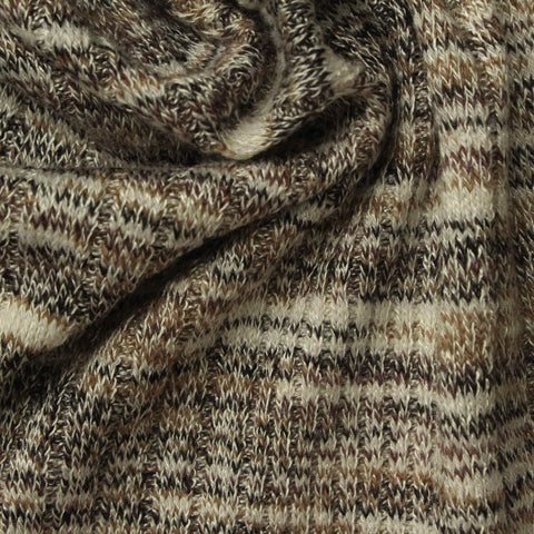 Heathered Brown Marl Rib Knit, Viscose-Poly, 210 gsm