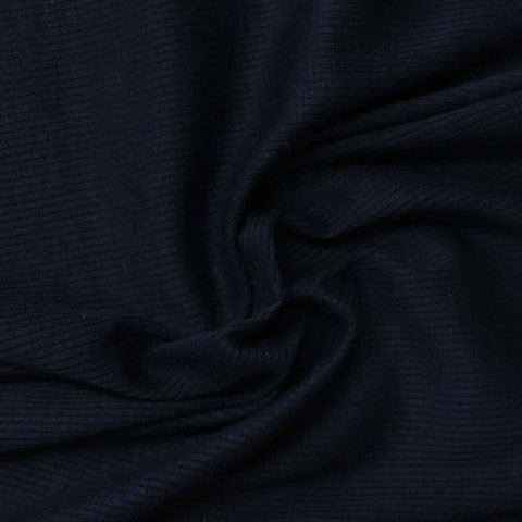 Dark Navy Ribbed Rib Knit, Poly-Cotton