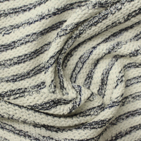 Cream Stripes Chunky Knit, Poly-Cotton