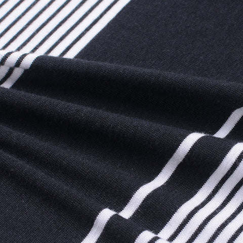 Black Horizontal-Stripe Jersey Knit, Cotton-Modal, 160 gsm