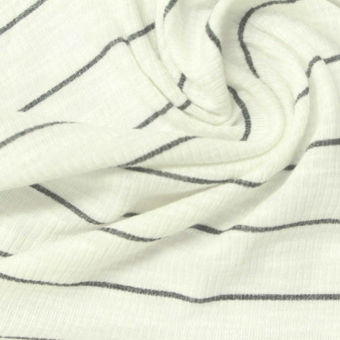 Dark Grey Horizontal-Stripe Rib Knit, Poly-Viscose, 160 gsm