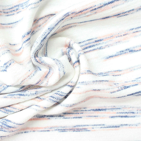 Blue Horizontal-Stripe Chunky Knit, Poly-Viscose, 250 gsm