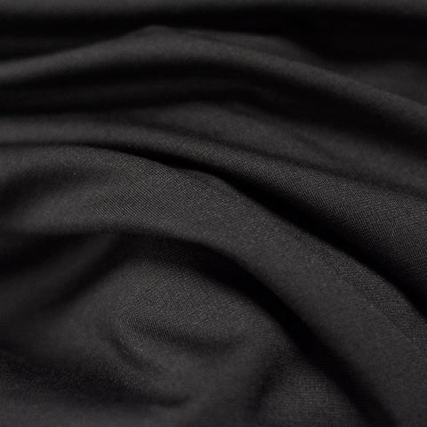 Viscose Nylon Stretch Ponte Knit Fabric, 329 gsm, 152 cm — Black