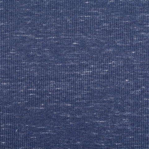 Dark Blue Marl Rib Knit, Cotton-Poly, 280 gsm