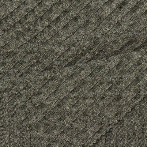 Heathered Grey Marl Rib Knit, Poly-Viscose, 240 gsm, 150 cm