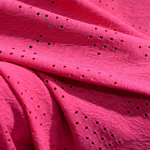 Pink Eyelet Jersey Knit, Polyester