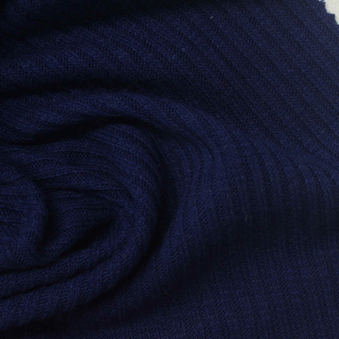 Navy Rib Knit, Poly-Viscose