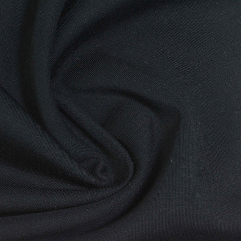 Polyester Modal Stretch Scuba Knit Fabric, 260 gsm, 180 cm — Black