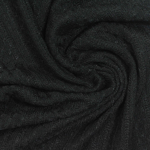 Black Textured-Chevron Rib Knit, Viscose