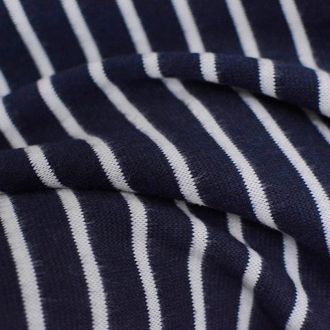 Striped 100% Polyester Chunky Knit Fabric, 305 gsm, 112 cm — Navy