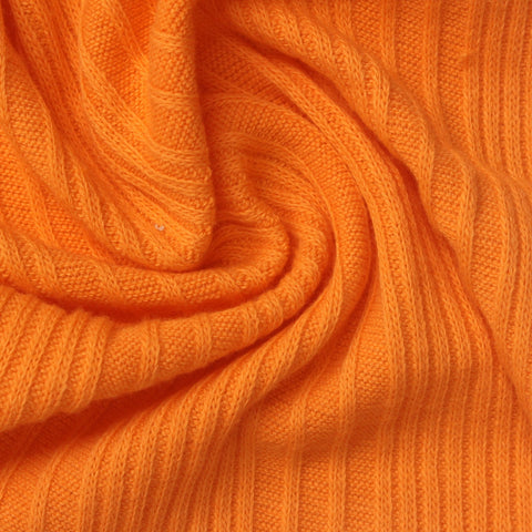 Cotton Stretch Rib Knit Fabric, 200 gsm, 166 cm — Orange