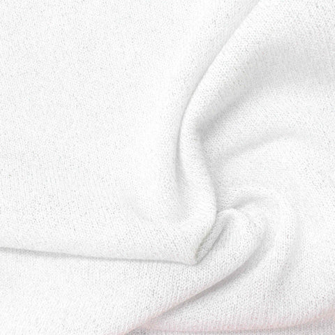 Polyester Metallic Stretch Chunky Knit Fabric, 180 gsm, 150 cm — White