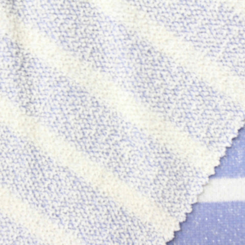 Light Blue Horizontal-Stripe French Terry, Cotton-Poly