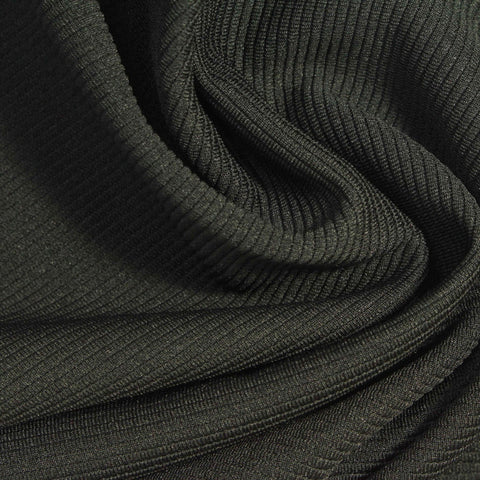 Black Ribbed Rib Knit, Polyester