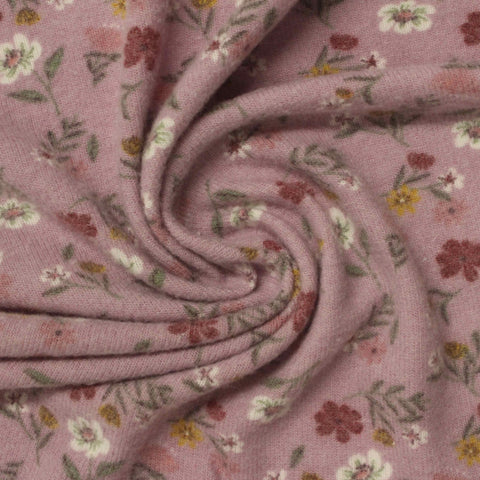 White Scattered-Flower Chunky Knit, Poly-Viscose