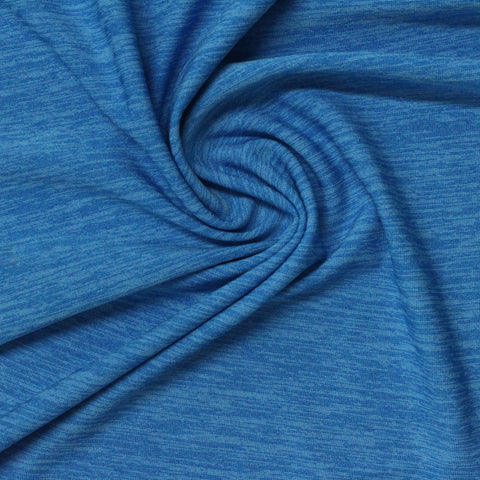 Blue Heathered-Marl Jersey Knit, Polyester, 145 gsm