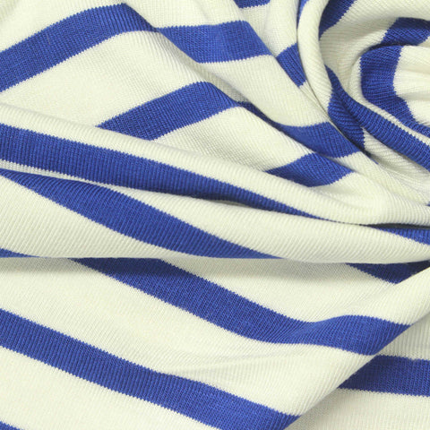 Blue Horizontal-Stripe Knit, Viscose, 170 gsm