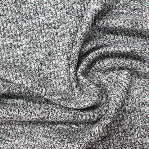 Black Marl Rib Knit, Viscose-Poly, 242 gsm