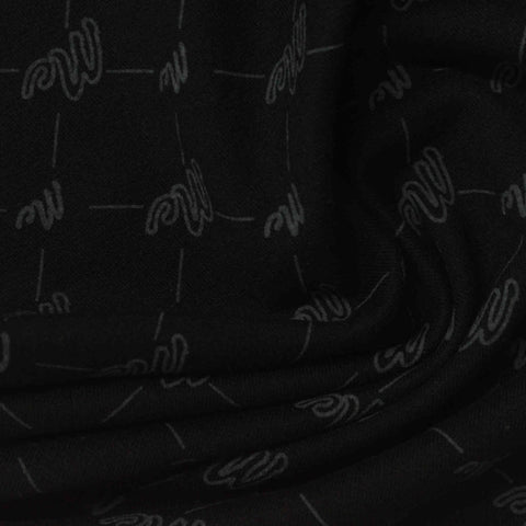 Dark Grey Diagonal-Grid French Terry, Poly-Cotton